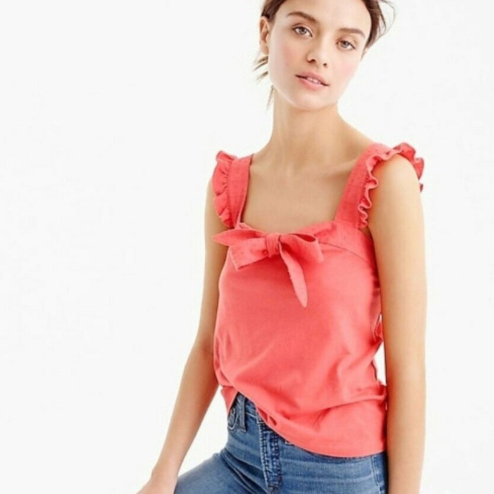 J Crew tank top with front bow and embroidery